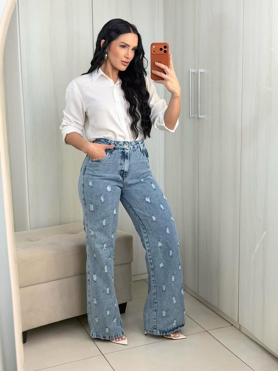 Calça Jeans Reta Charm