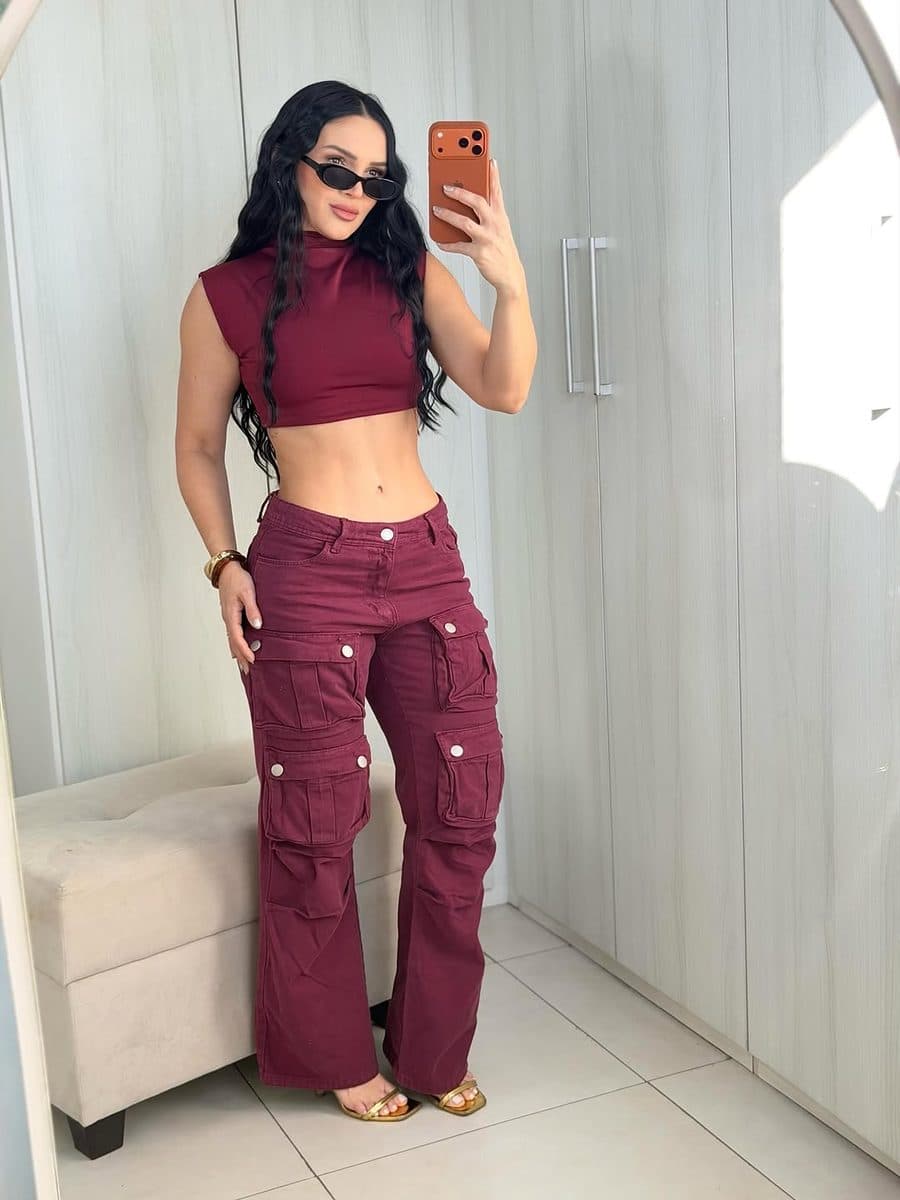 Calça Jeans Wide Leg Empire