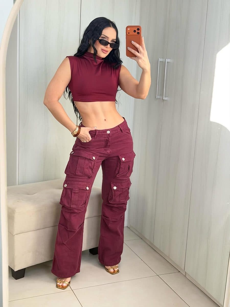 Calça Jeans Wide Leg Empire