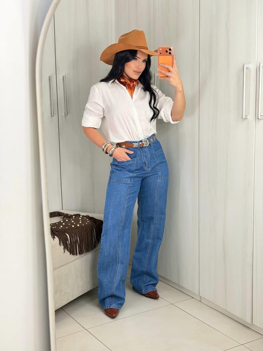 Calça Jeans Wide Leg Royal