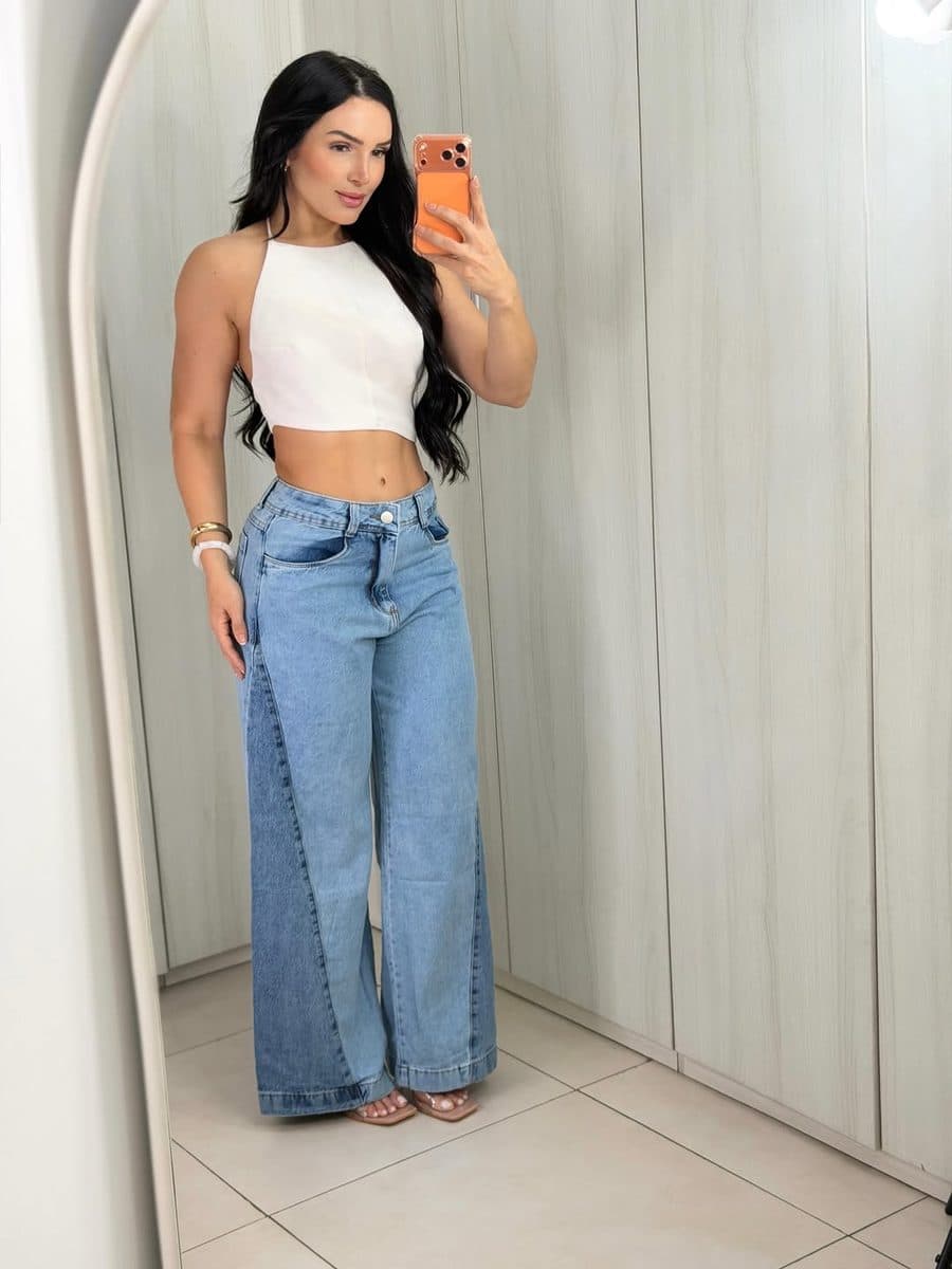 Calça Jeans Wide Leg Sage