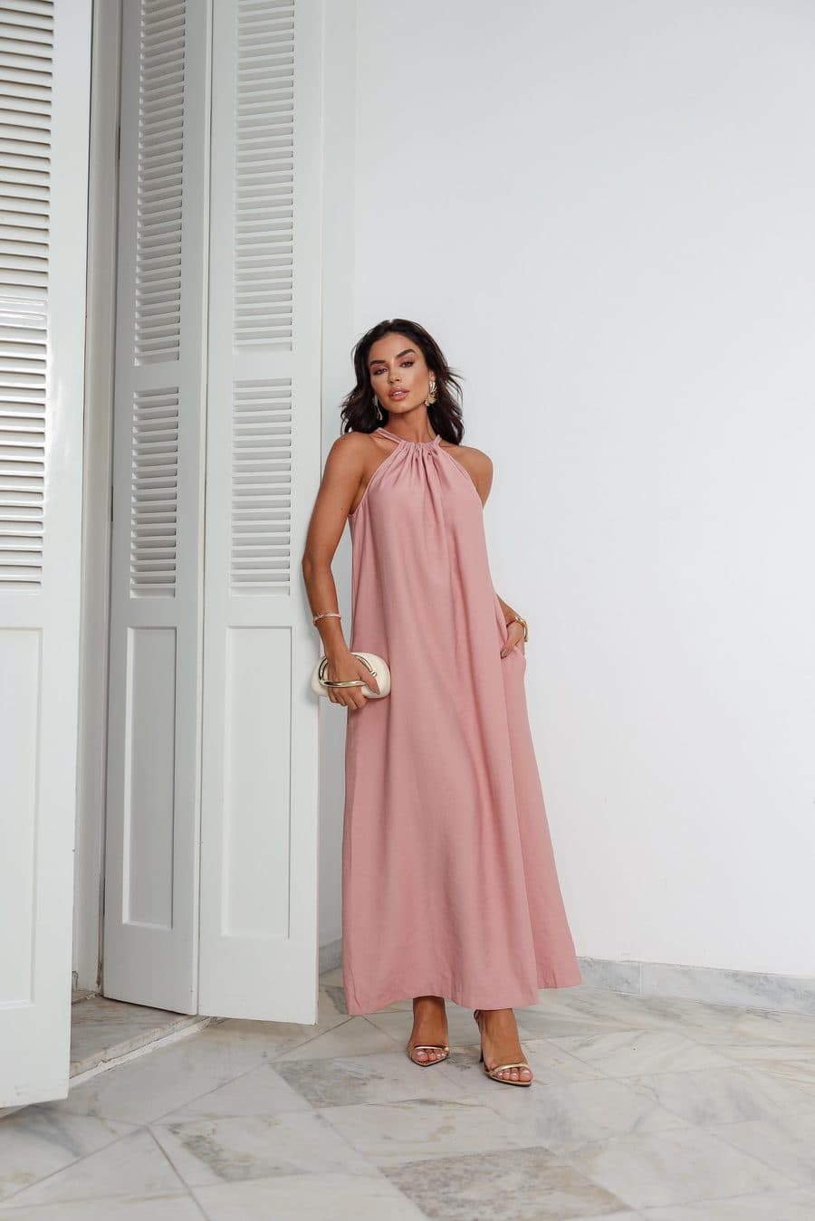 Vestido Florenza Longo Rosa Coral 5