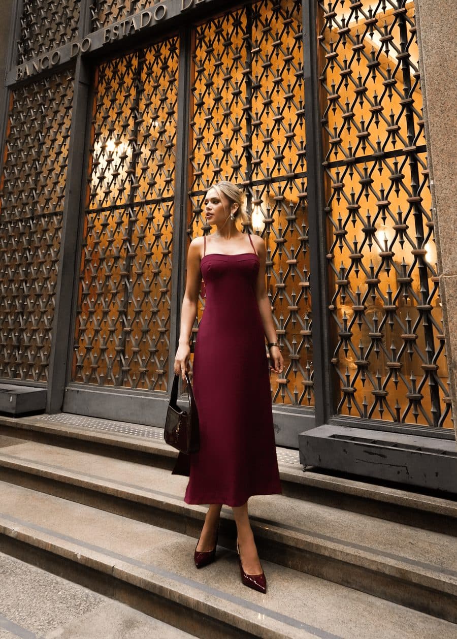 Vestido Nat Midi Rosa Alças Finas 3